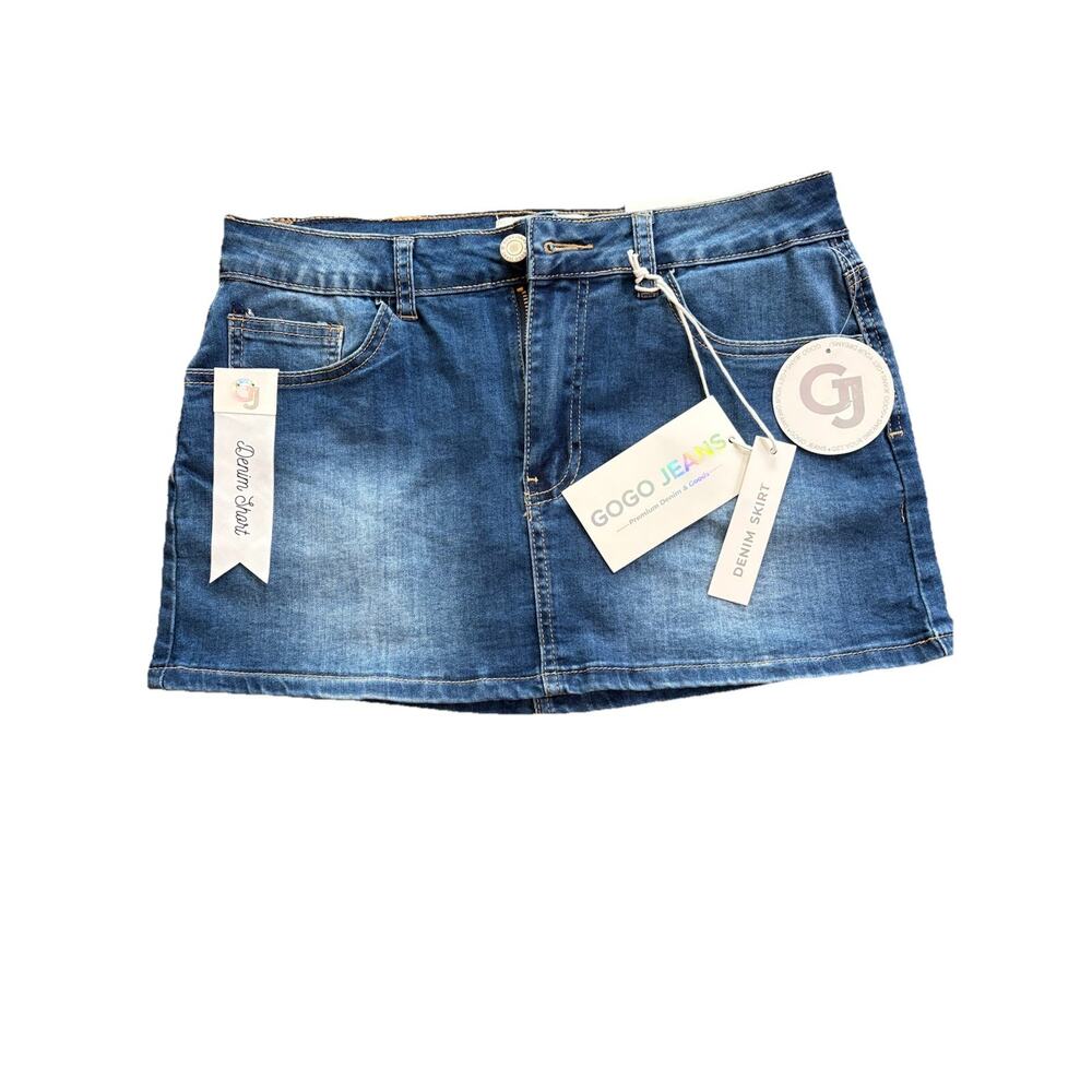 NWT Gogo Jeans Denim Skirt With A Floral Imprint - Y2K Boho Jean Mini Size 7/28